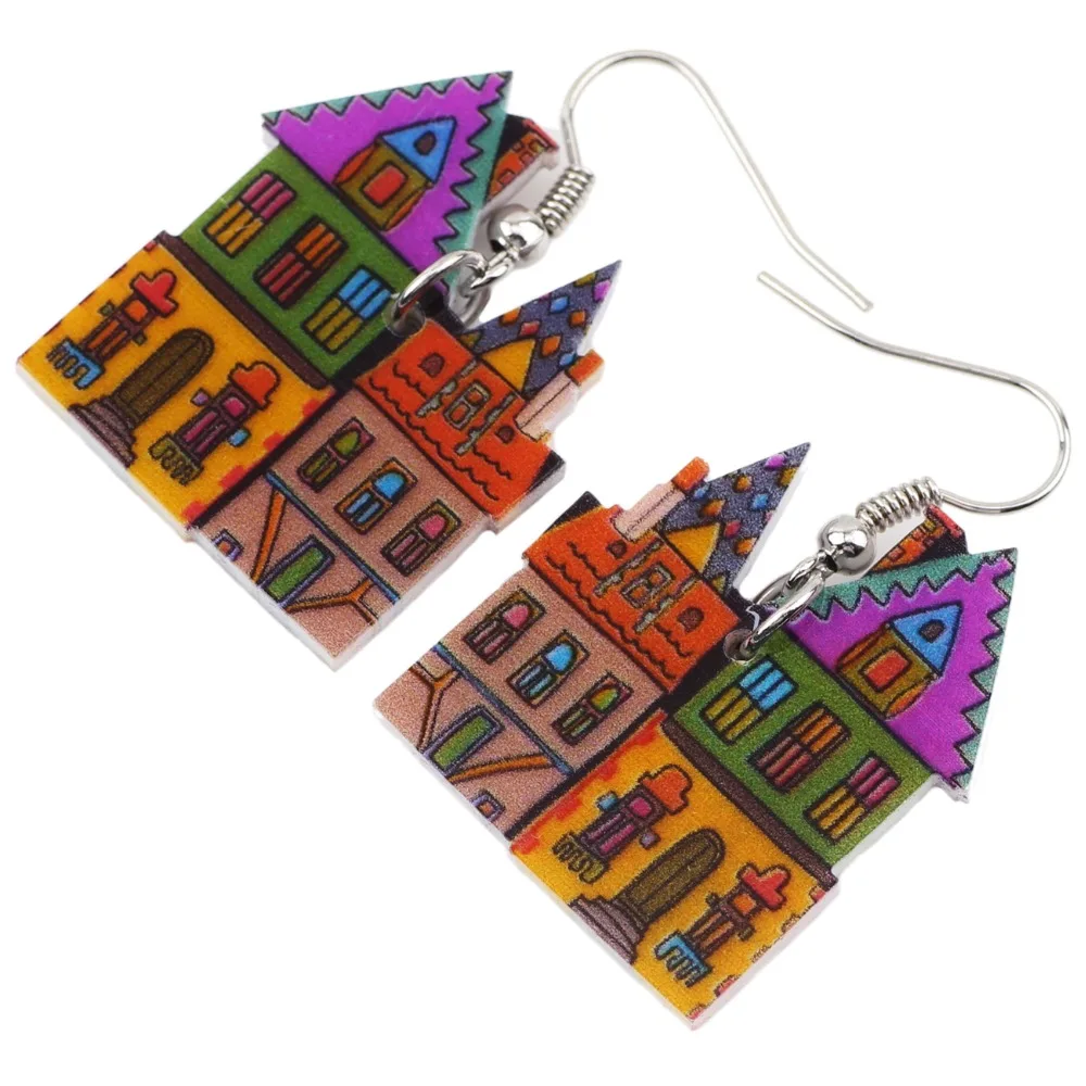 Серьги капельки WEVENI акриловые серьги с цветами из мультфильмов большие длинные