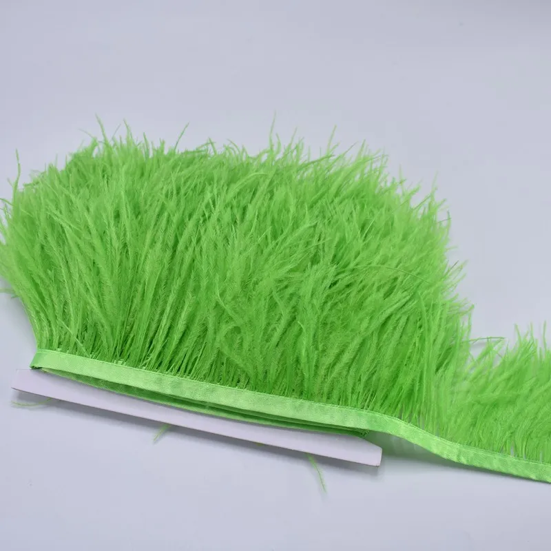 Apple green Пушистые 1метров страусиное перо отделкой 8-10 см перья для рукоделия пошивное ремесло для платье Свадебные Перья ленты - Цвет: Apple green