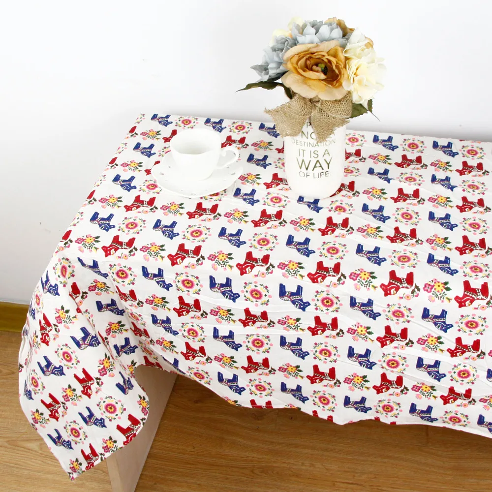 Скатерть из хлопка и льна с принтом лошадей|linen table cloth|table clothlinen |