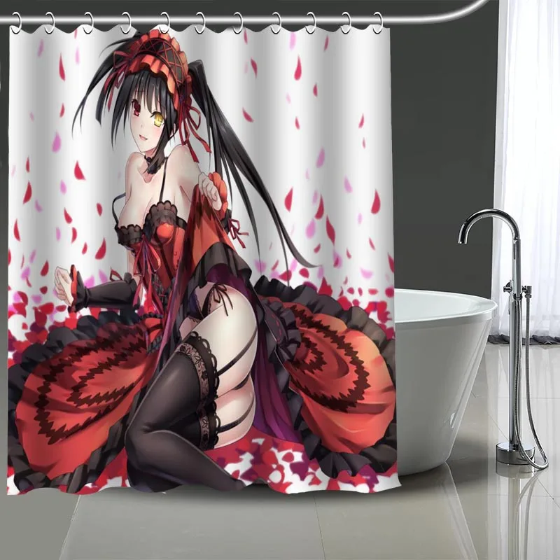 

Custom Date a Live Printed Shower Curtain Bathroom Waterproof Polyester Washable Home Bath Decor Curtains With Hooks