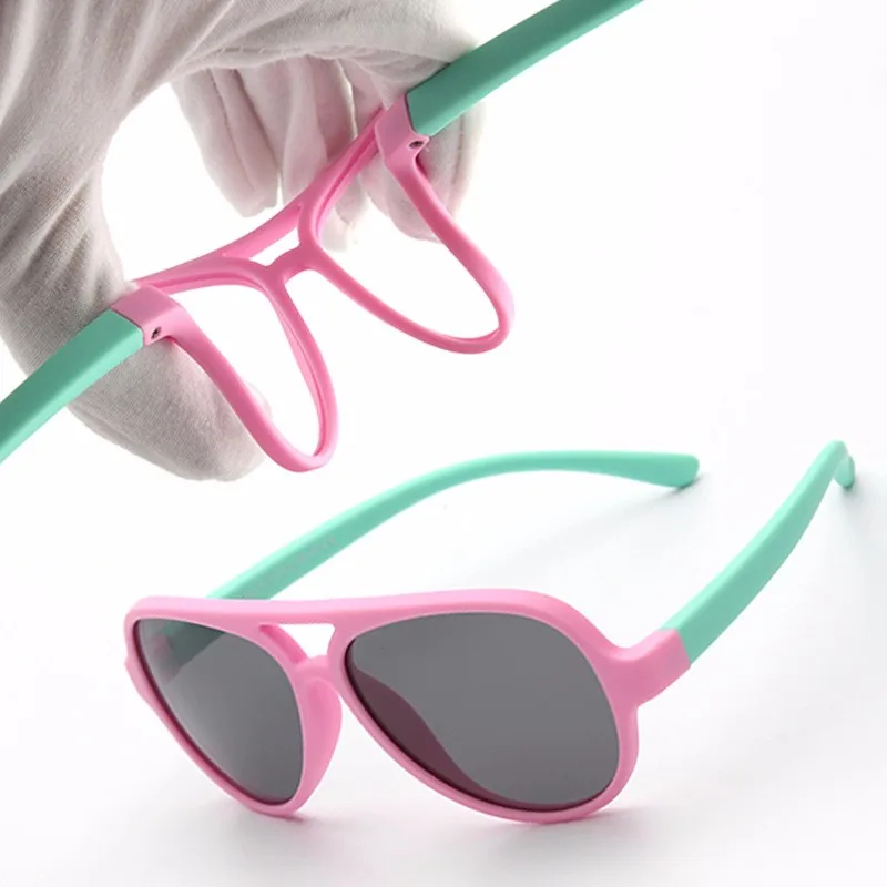 SOZO Kids TAC поляризованные солнцезащитные очки TR90 Гибкая защитная рамка для мальчиков и девочек с двойным мостом модные очки детские оттенки