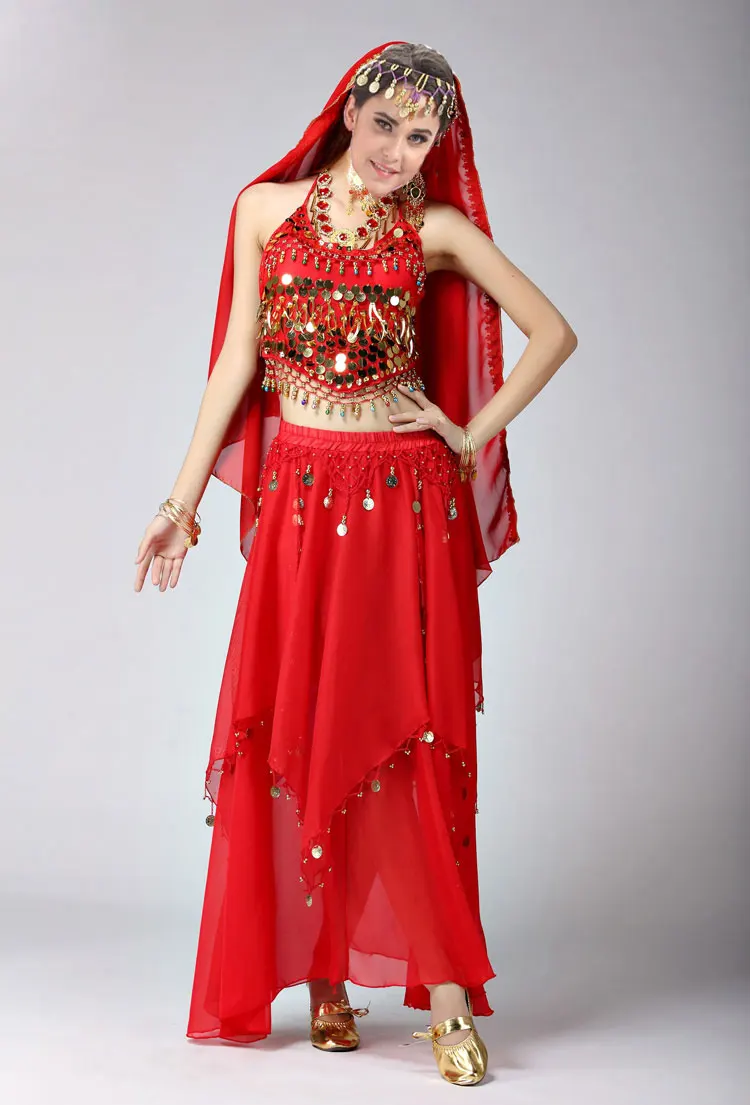 Костюм для танца живота 3 шт. цыганский костюм с монетами Египетский танцевальный