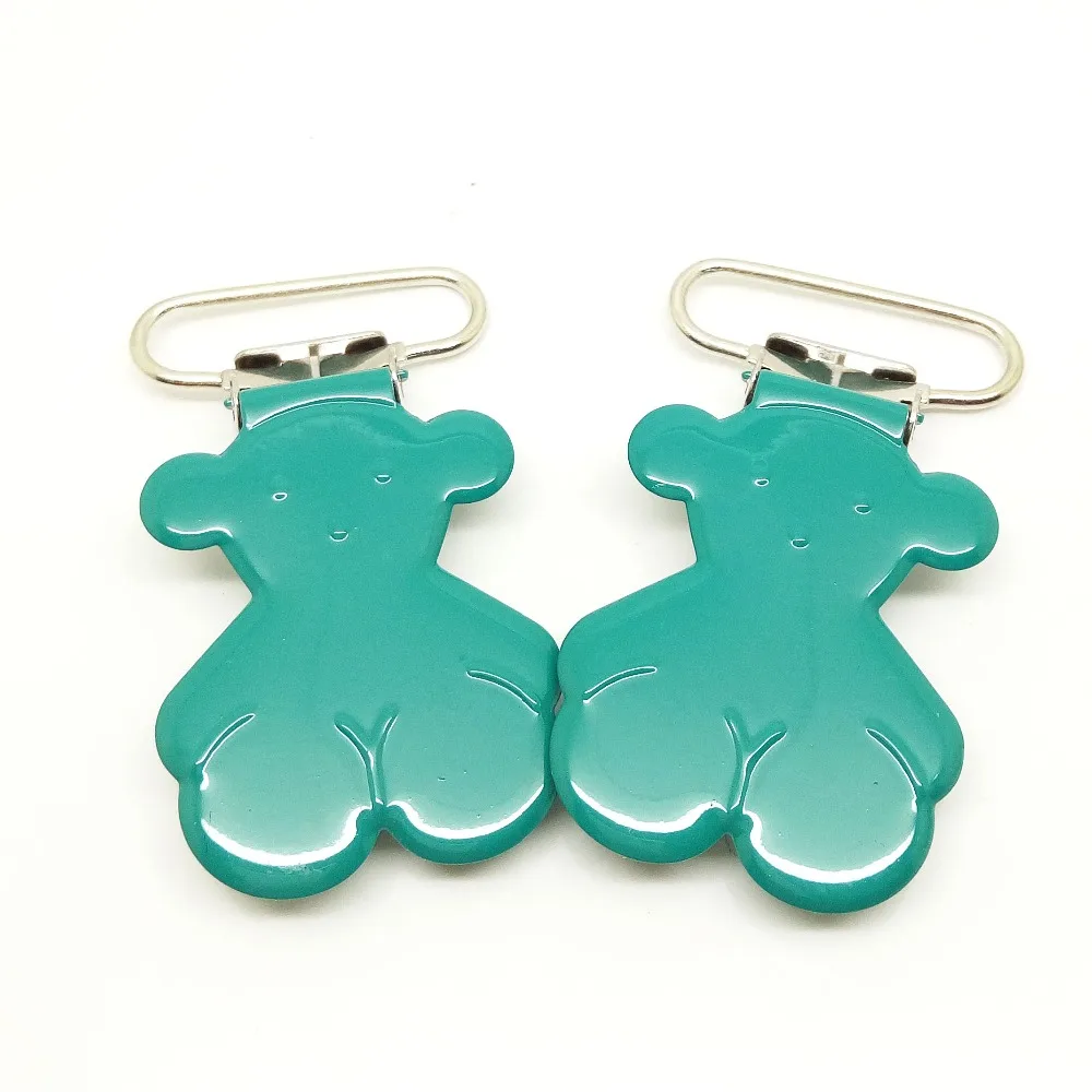 

300pcs pacifier clips in pacifier green color wholesale metal bear sewing Clips