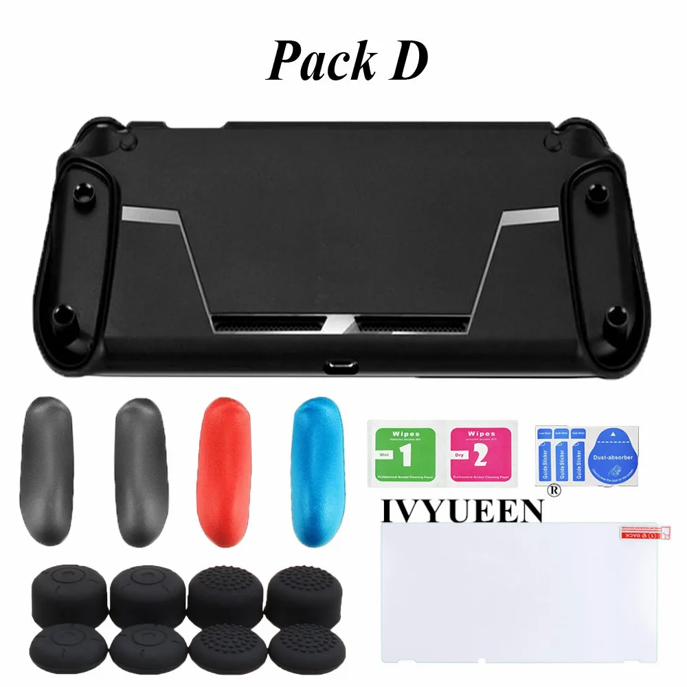 IVYUEEN for Nintend Switch NS NX Console Soft Protective TPU Shell Case Shock Absorption Handle Grip with 4 Game Card Slot - Color: Pack D