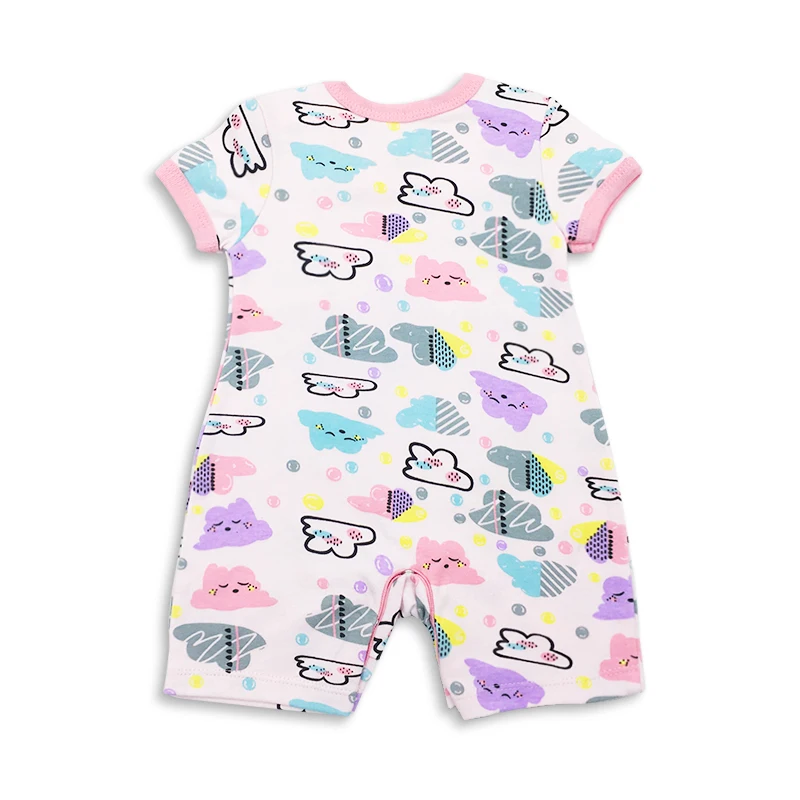 Летняя хлопковая одежда с короткими рукавами для маленьких девочек комбинезоны