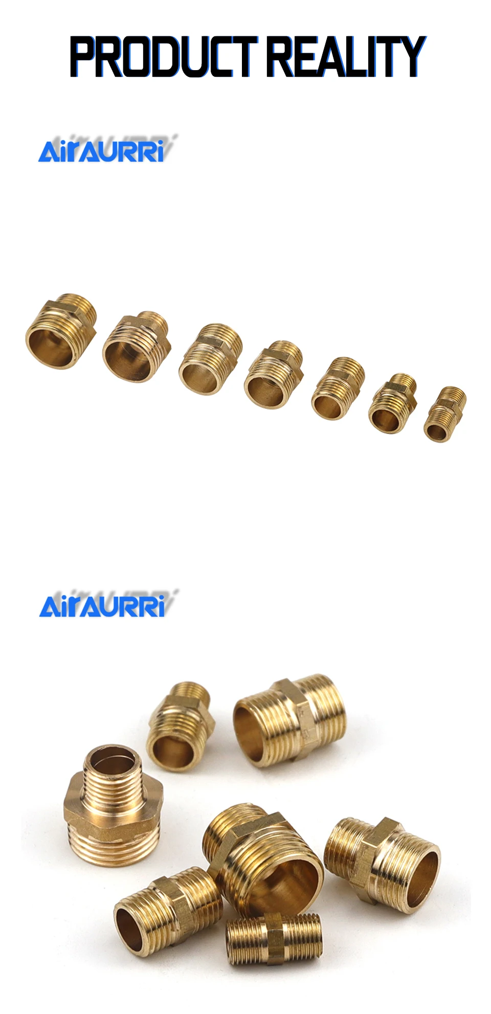 Латунных фитингов шестигранный ниппель 1/" 1/4'' 3/8 ''1/2 ''male Нить Кабельный соединитель Медь