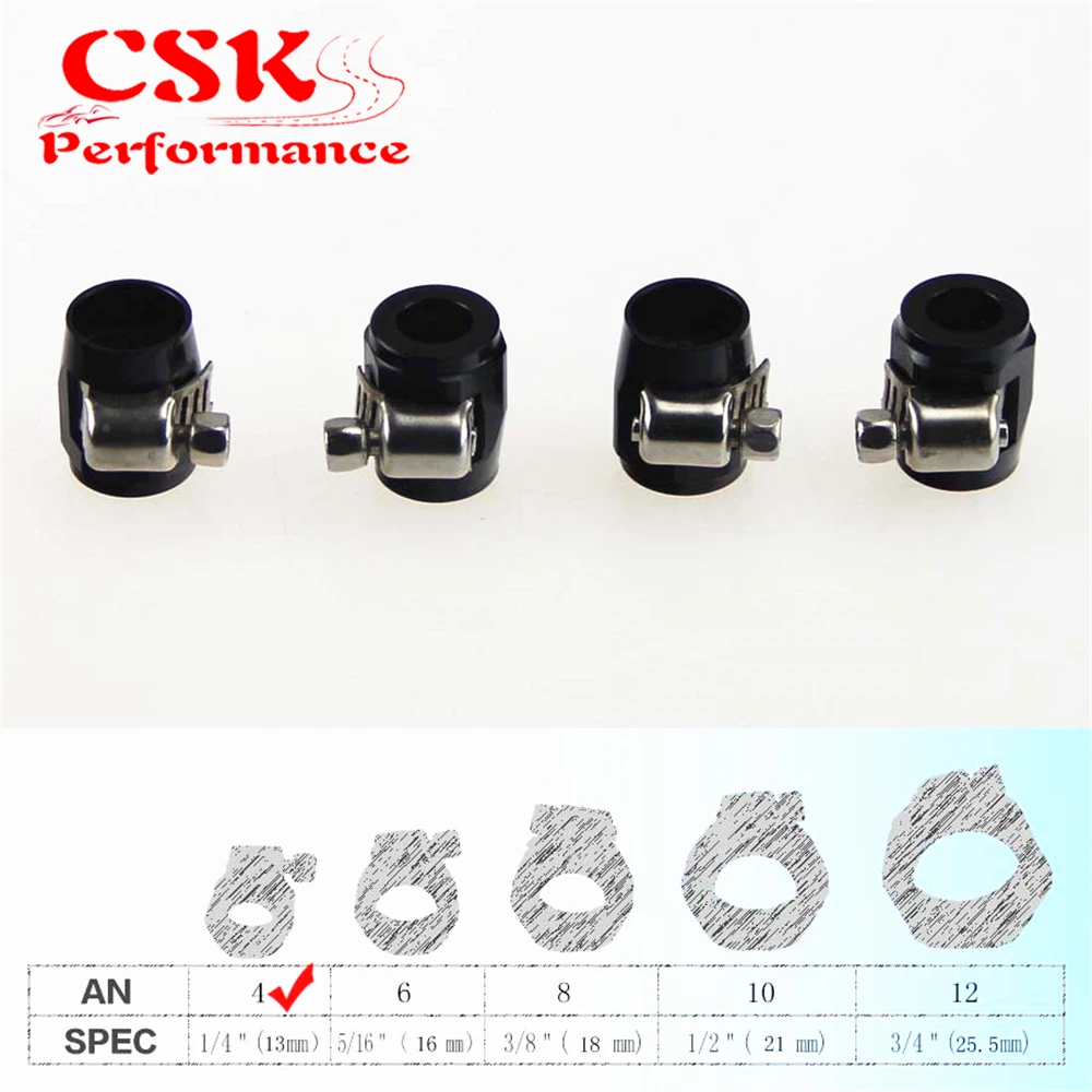 4pcs AN4 13mm ID Fuel Hose Line End Cover Clamp Finisher Fitting Blue/Black | Автомобили и мотоциклы