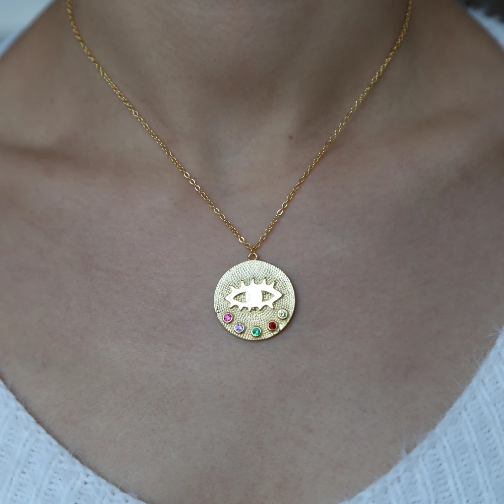 Женское Ожерелье с круглыми блестками и монетами|Ожерелья подвеской| |