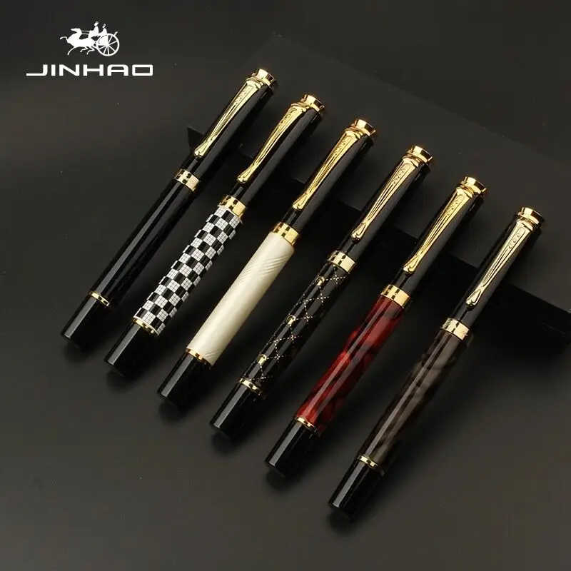 Гелевая ручка Роскошная Jinhao 500 благородная Серебряная перьевая из нержавеющей