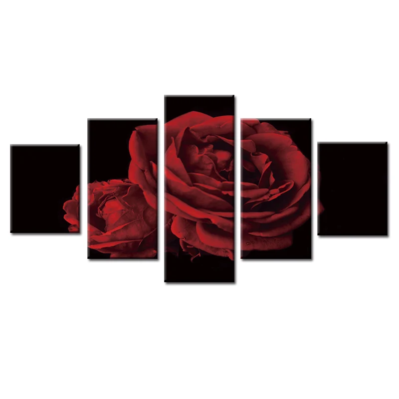 

5 Панель рамка красная большая Роза холст настенная живопись искусство украшение дома гостиная холст печать Современная живопись