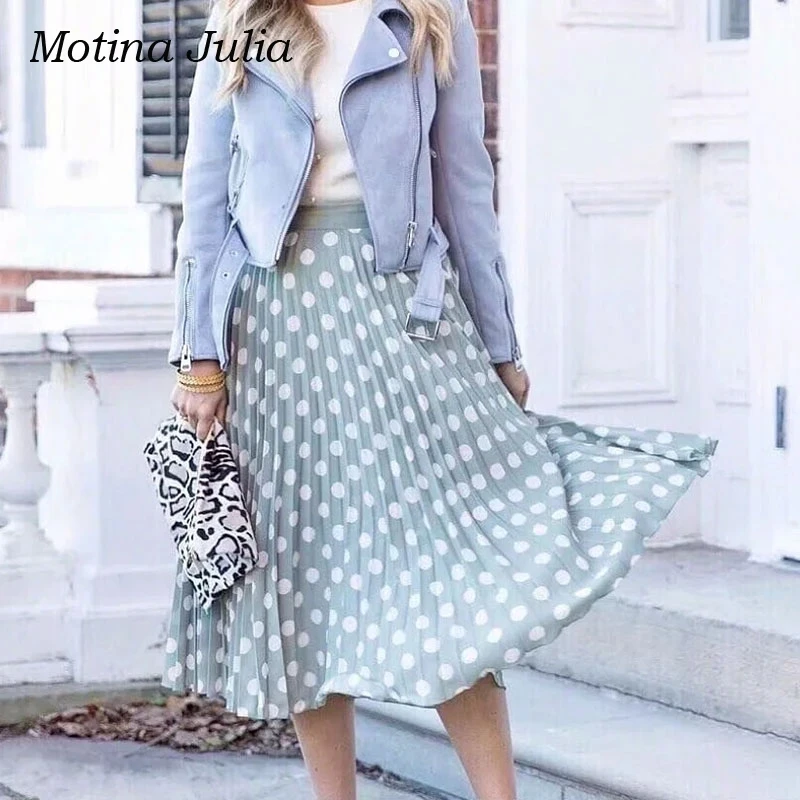 Motina Julia 2018 уличная шикарная юбка в горошек Женская Большой маятник