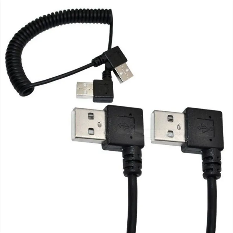 Двойной левый изгиб 90 градусный пружинный Выдвижной USB кабель для передачи