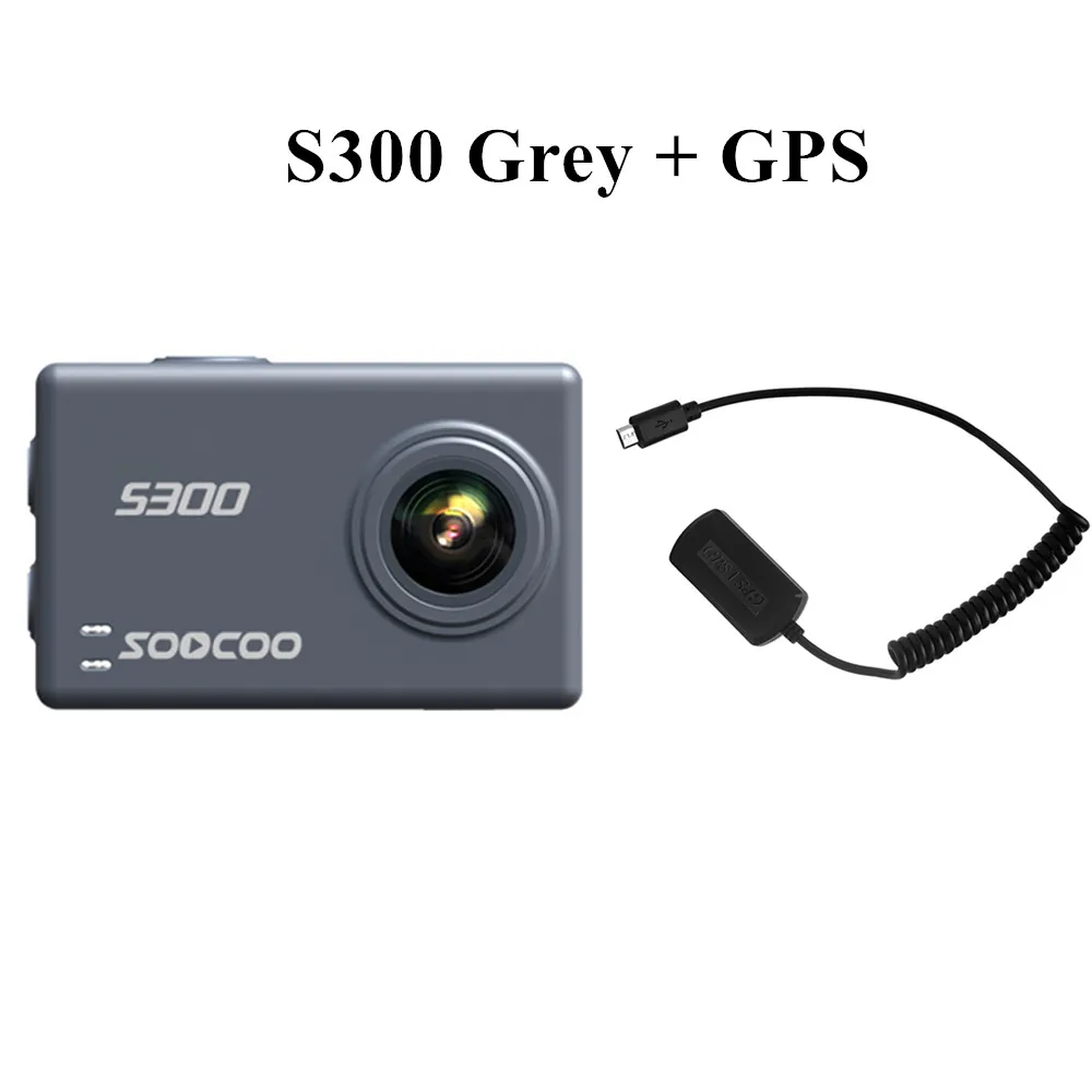 Grey with GPS Soocoo S300 Экшн-камера 4k 30FPS 2,3" сенсорный экран wifi микрофон gps микрофон Пульт дистанционного управления чехол Спортивная камера 4k - Цвет: Grey with GPS