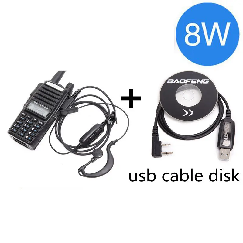black program cable BaoFeng UV-82 8 Вт рация Высокая мощность мощный UV82 8 Вт 10 км дальность pofung 8 Вт uv9r ham cb двухстороннее радио Охота - Цвет: black program cable