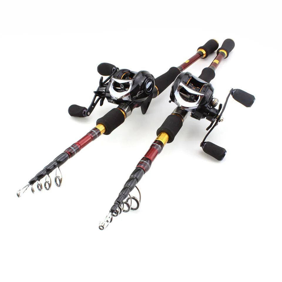 

High Quality 1.8M-2.7M carbon lure rod Casting Rods and Casting Reels Fishing Set Travel Tackle fishing fish
