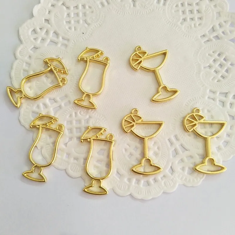 10 шт./лот Коктейльная стеклянная металлическая рамка Подвеска сделай сам золотой