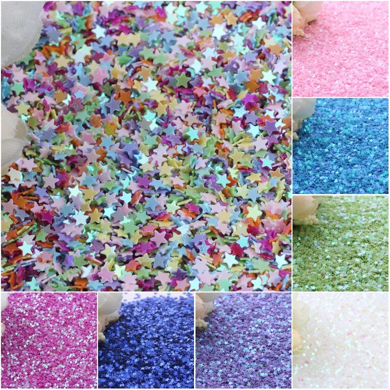 Блестки Star Glitter 3 мм из ПВХ пайетки россыпью для дизайна ногтей Ручное шитье
