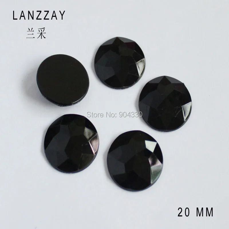 Бесплатная доставка lanzzay 100 шт черные 20 мм круглые акриловые алмазные плоские