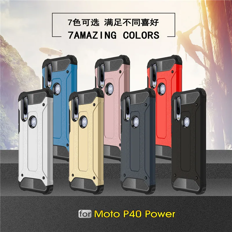 For Motorola P40 Power Case Armor Soft Silicone Rubber Hard PC Phone Back Cover Moto |