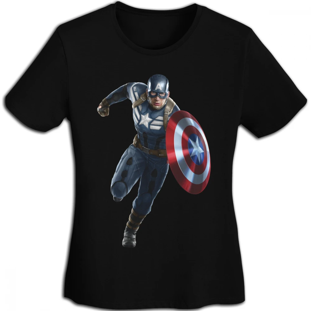 Custom Painted Inkjet Printing DIY Pattern-Captain America Male Female T-shirts 3D Printed Short Sleeve Clothing Women Tops 2018 | Женская