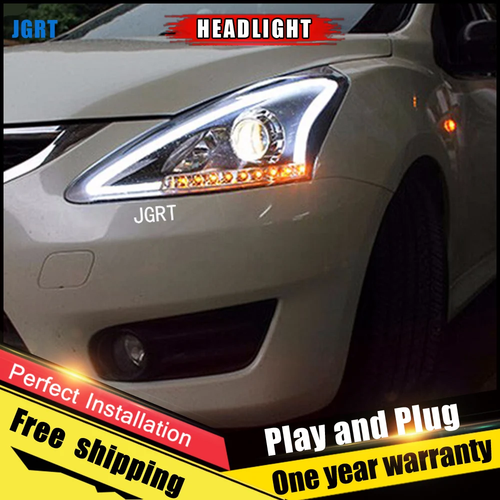 

Car Style LED headlights for Nissan Tiida 2012-2014 for Tiida head lamp LED DRL Lens Double Beam H7 HID Xenon bi xenon lens