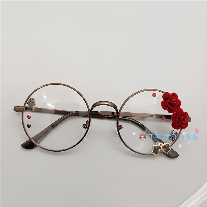 Wine red roses Ручная работа оригинальная Лолита Мягкая сестра сладкий японский harajuku для девочек круглая коробка вишневый цвет положить очки cos кто гей мужчины - Цвет: Wine red roses