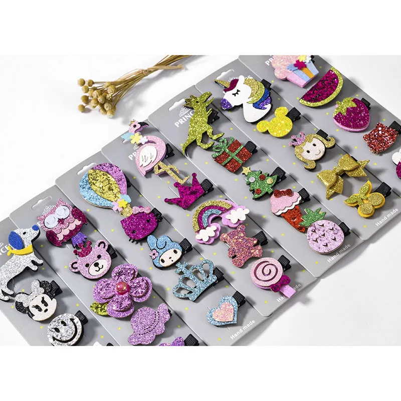 5pcs Baby Girls Hair Accessories Cartoon Unicorn Cute Hairpins Kids Crown Hairgrips Kawaii Headwear Infants Children Barrettes | Детская