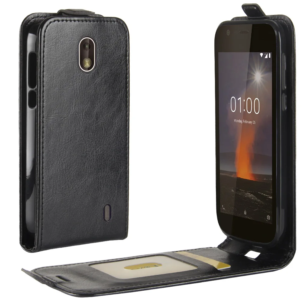 Черный Чехол для Nokia 1 кожаный чехол Магнитный кобура с пряжкой флип чехол для Nokia 1 отделение для денег защитный чехол - Цвет: Черный