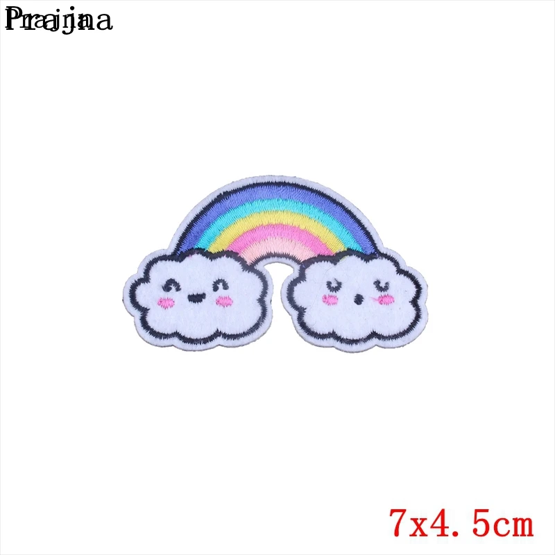 Prajna вышитые нашивки для одежды Мультяшные радужные наклейки с улыбкой