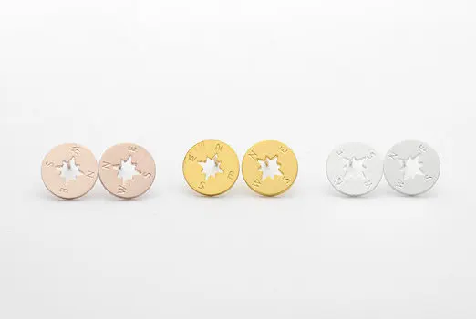 Yiustar серебро и розовое colorcompass Серьги гвоздики для Для женщин E092|fashion stud earrings|stud