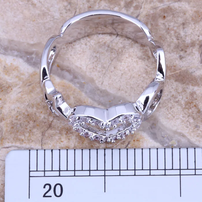 Изумительное белое CZ посеребренное модное Ювелирное кольцо в форме сердца
