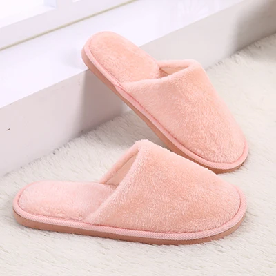 Beige Зимние женские домашние тапочки; 8 однотонных цветов; теплые тапочки; женская домашняя обувь из плюша; милые домашние тапочки для влюбленных; большие размеры 37-45 - Цвет: Beige