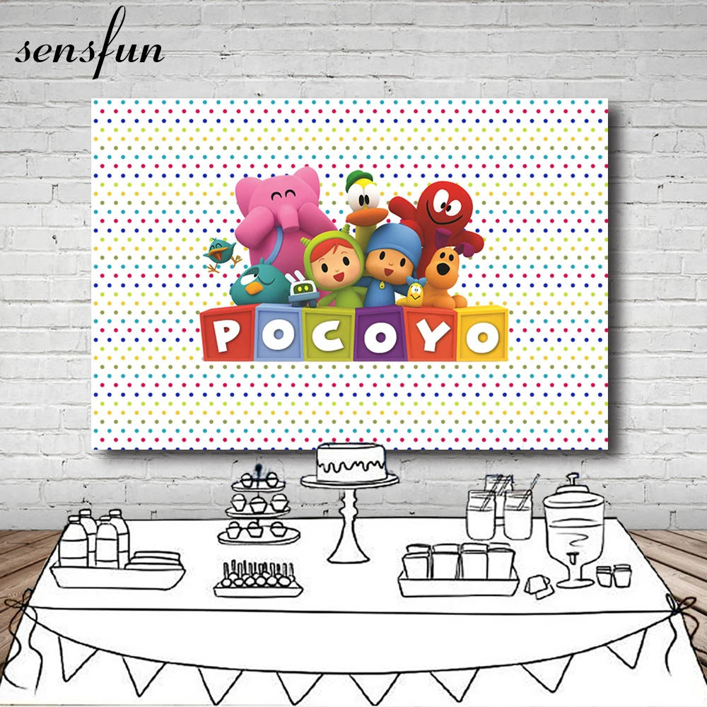 Sensfun фон для фотосъемки Мультяшные персонажи Pocoyo День Рождения Вечеринка ребенок душ Дети Фото фоны винил полиэстер
