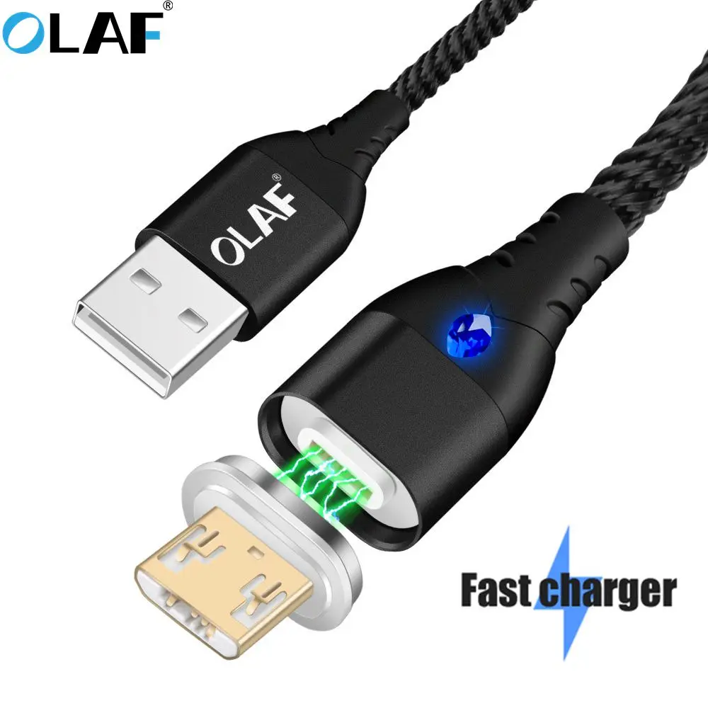 Магнитный Micro USB кабель OLAF со светодиодной подсветкой для Samsung S7 Sony LG 1 м быстрой