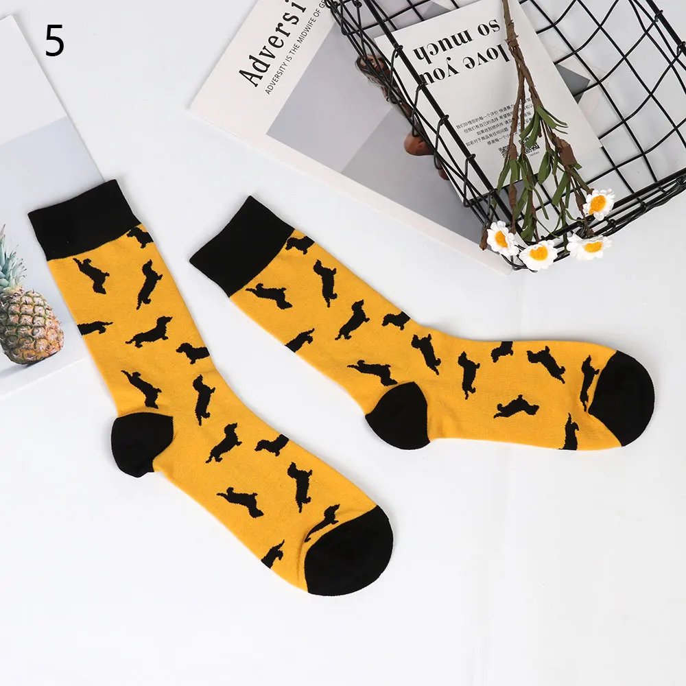 5 socks Теплые Дышащие носки с изображением фламинго и животных, модные женские зимние чулочно-носочные изделия средней длины, забавные мужские хлопковые носки - Цвет: 5 socks
