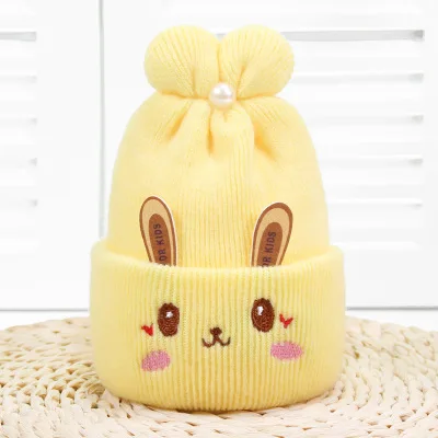 Yellow Ideacherry/милые детские шапки, 5 цветов, зимние шапки для новорожденных девочек и мальчиков, мягкая теплая вязаная шапочка-бини с мультяшным рисунком для детей 0-1 лет - Цвет: Yellow