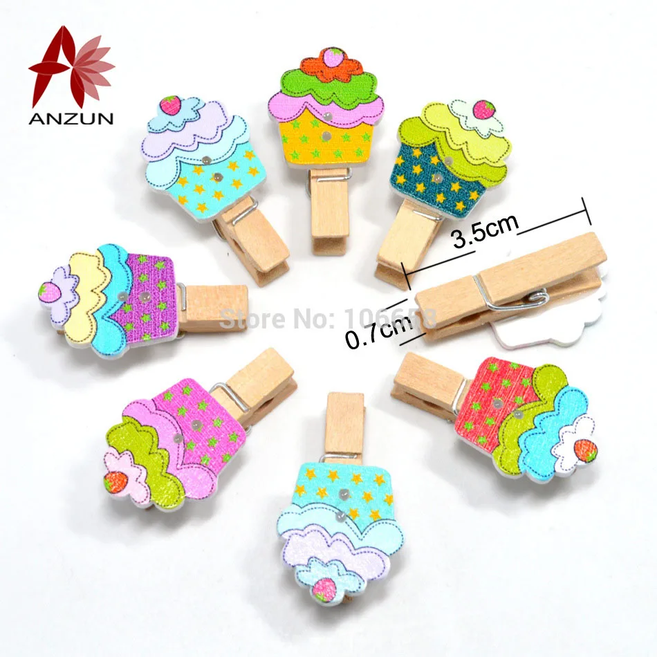 Ice crean pegs 10 шт. 7x35 мм натуральные деревянные зажимы с очаровательными лошадьми для держатели для фото бумаги прищепка ремесло открытка фото настенные деревянные прищепки - Цвет: Ice crean pegs