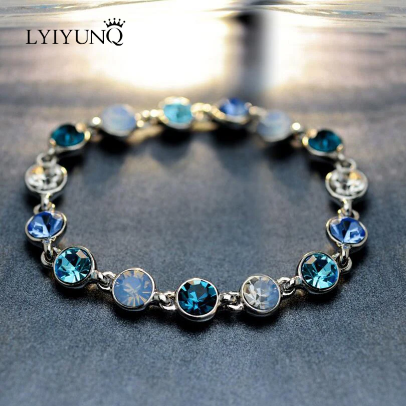Браслеты LYIYUNQ с круглыми кристаллами женские модные ювелирные украшения