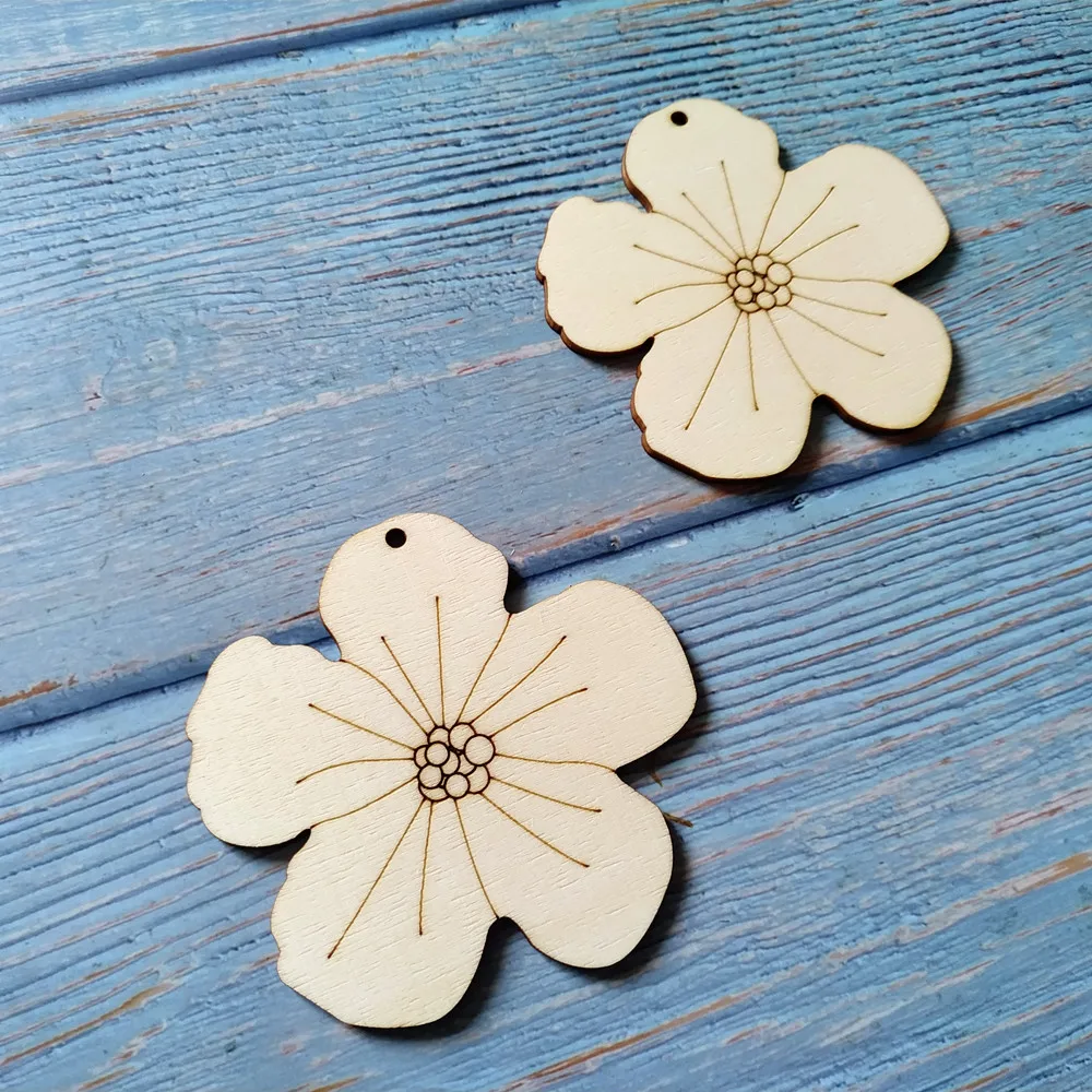 10 шт. лазерная резка Незаконченный деревянный цветок Поппи домашний Настенный