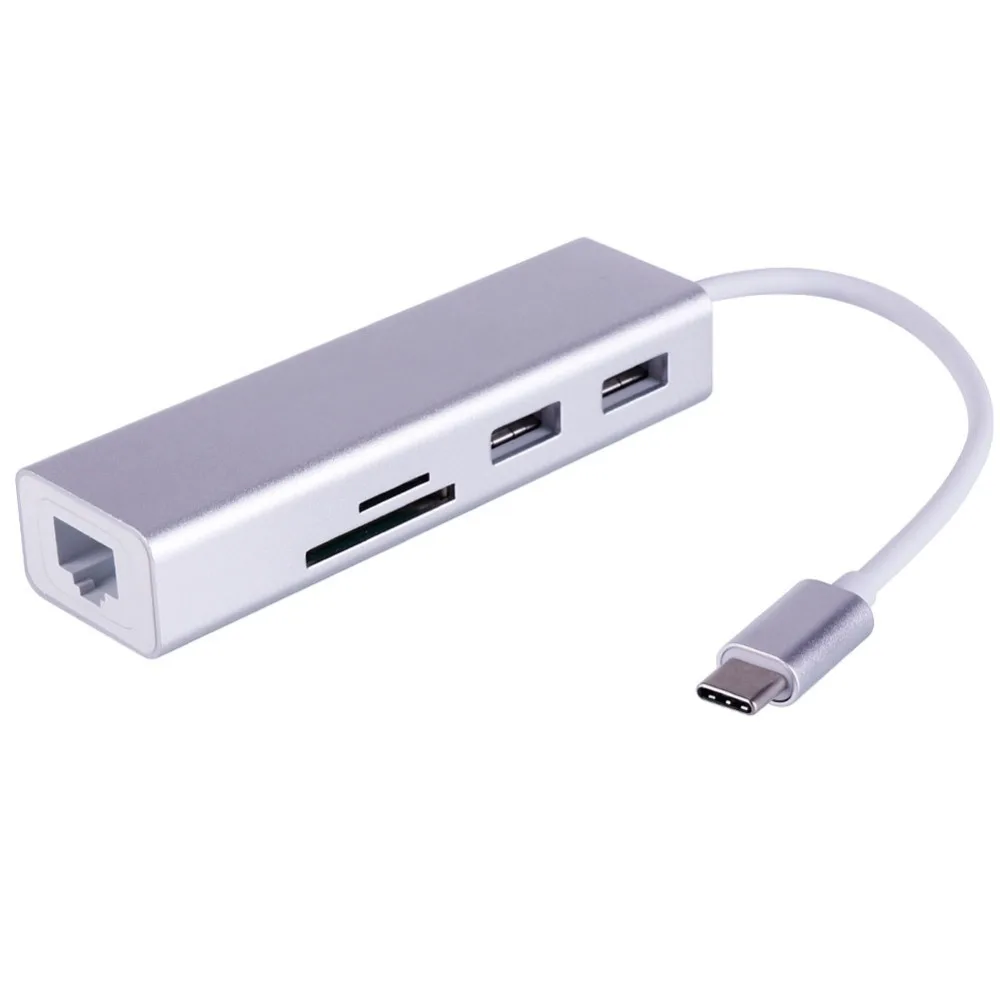 USB-C концентратор Тип C Порты и разъёмы 5 in1 с 2 портами (стандарт 3 0 LAN SD карты сетевой