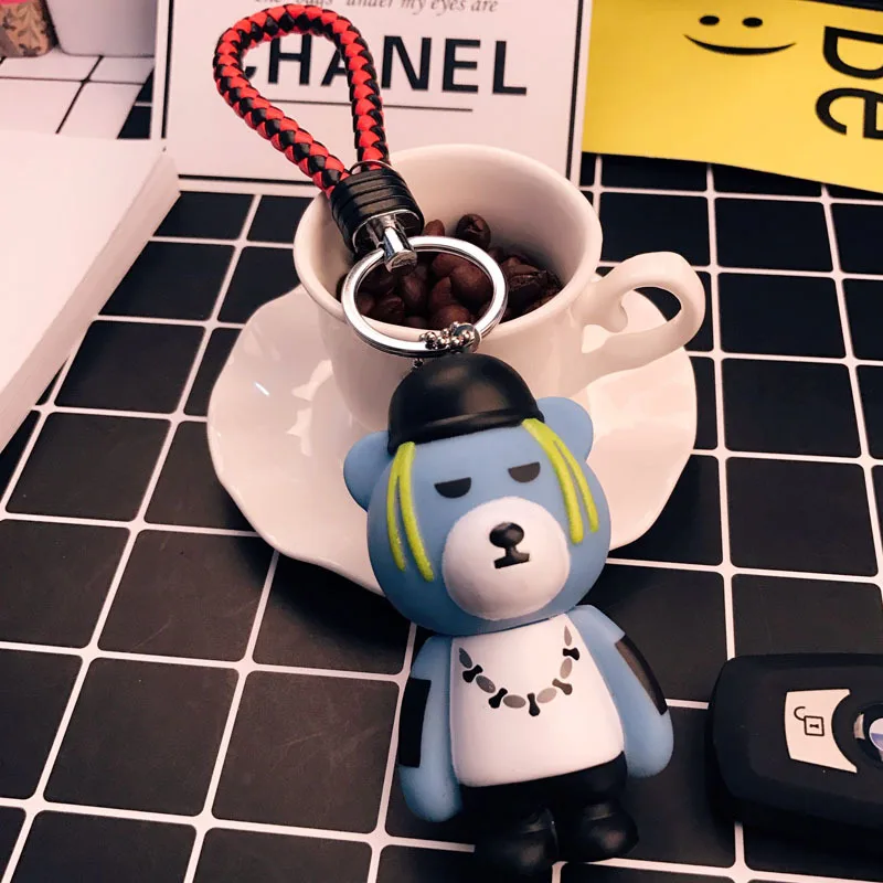 Милый мультфильм TaeYang сынри медведь кукла брелок кожи веревку ключ металлический