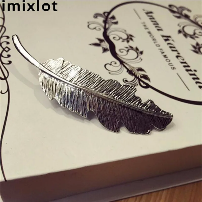 IMIXLOT Новые горячие модные винтажные Ретро металлические перья большие заколки