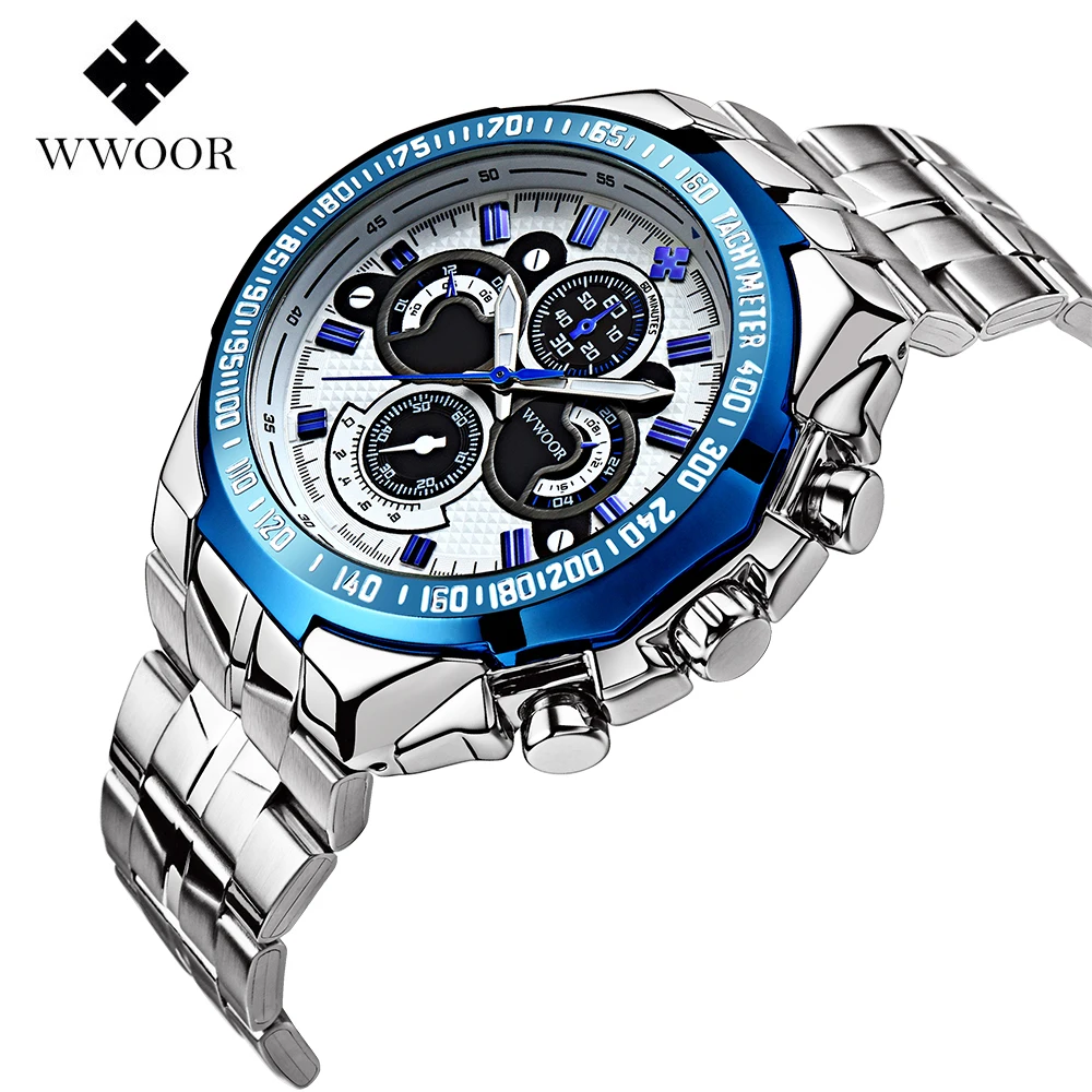 Бренд wwoor Спорт Для мужчин часы бизнес кварц Orologio Uomo кварцевые винтажные Relogio