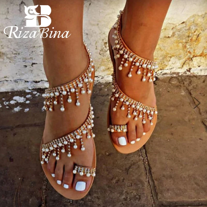 Женские сандалии на плоской подошве RIZABINA повседневные размер 35-43 2019 | Обувь