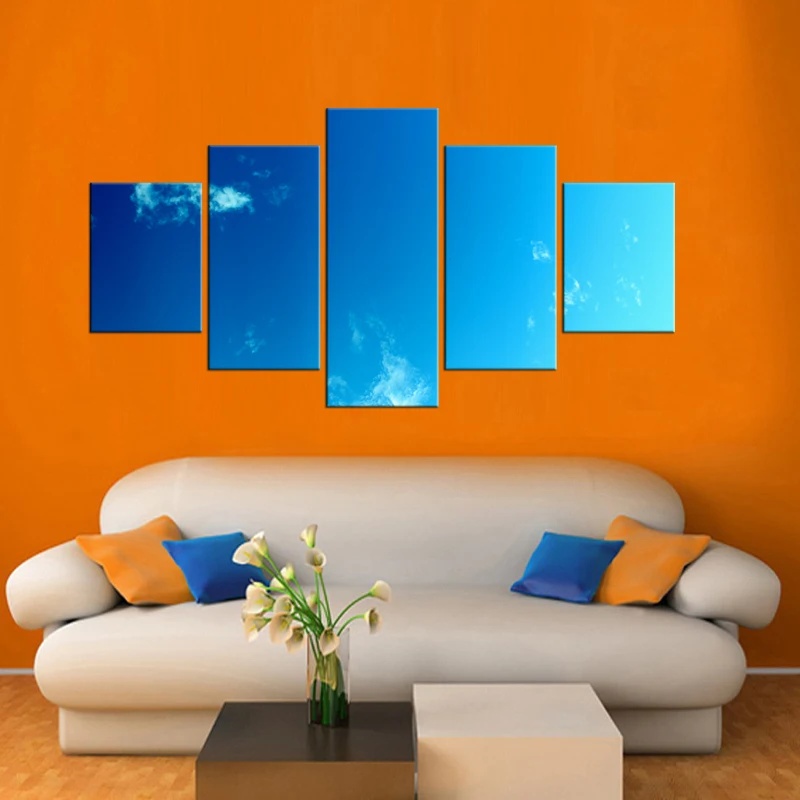5 шт. высокое качество Современная печать на холсте голубое небо настенная