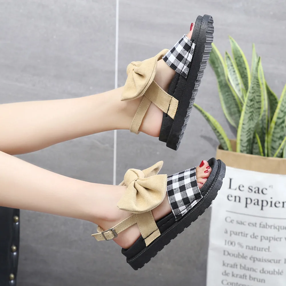 Женская модная обувь на толстой плоской подошве с милым бантом и закругленным