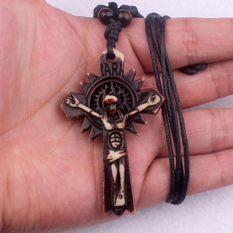 Регулируемая веревочная цепочка с деревянными бусинами из смолы маленькие