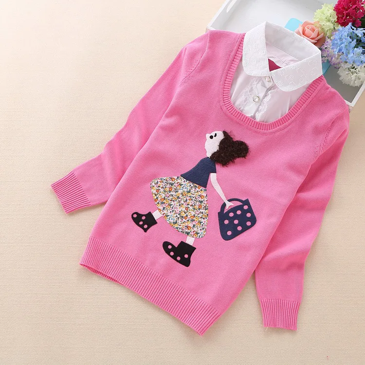 2018 новая весенняя детская одежда хлопковые свитера для девочек 6 14 лет Детские
