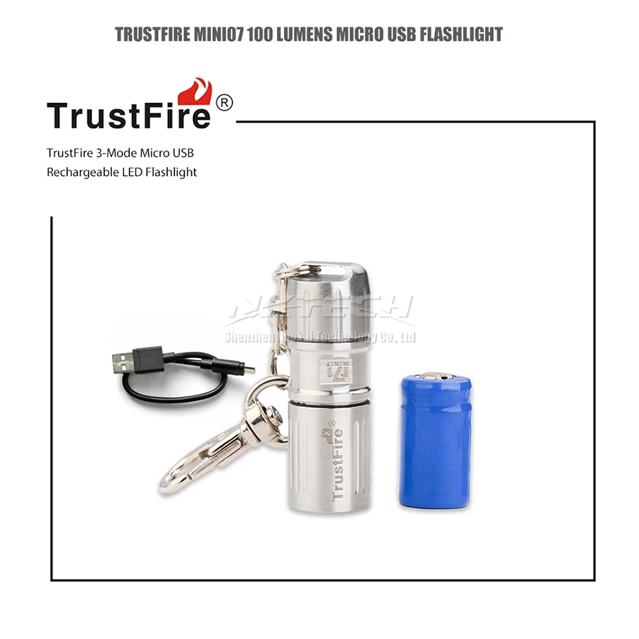 TrustFire MINI-07 XP-G2 светодиодный фонарик USB лампа 4,2 см 23 г фонарь 10180 100 мАч литий-ионная батарея брелок огни 304 из нержавеющей стали 3 режима