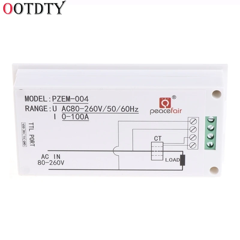 OOTDTY 4in1 Digital Ammeter Voltmeter Watt Power Energy Meter AC 80-260V 100A PZEM-004 | Инструменты